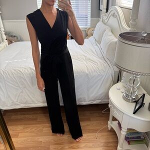 Belted V Neck Jumpsuit